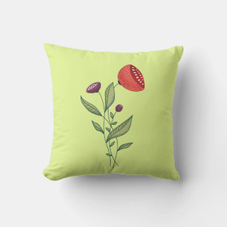 Spring Flowers Abstract Botanical Line Art Cushion