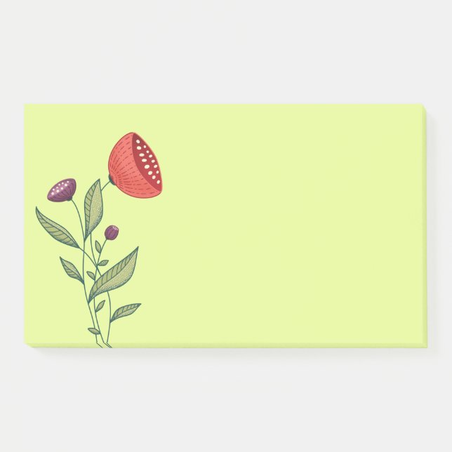 Spring Flowers Abstract Botanical Line Art Post-it Notes (Front)