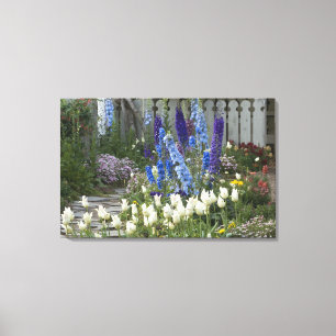 Spring flowers along a garden path, Georgia Canvas Print