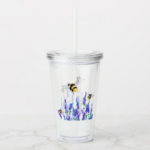 Spring Flowers and Bees Acrylic Tumbler