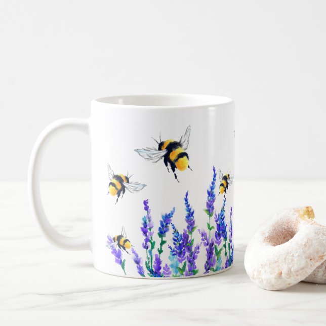 Spring Flowers and Bees Coffee Mug (With Donut)