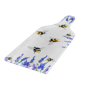 Spring Flowers and Bees Flying Cutting Board