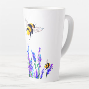 Spring Flowers and Bees Flying Latte Mug
