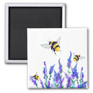 Spring Flowers and Bees Flying Magnet Gift