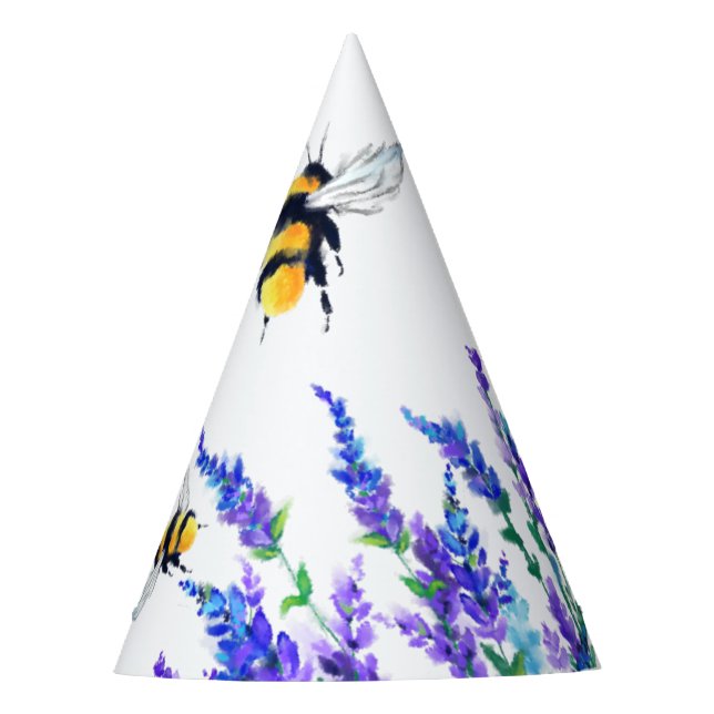 Spring Flowers and Bees Flying Party Hat (Front)