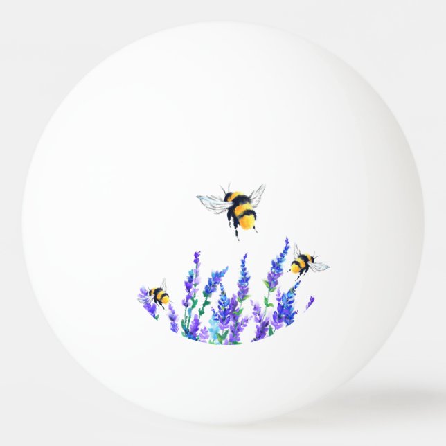 Spring Flowers and Bees Flying Ping Pong Ball (Front)