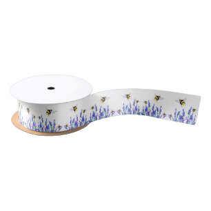 Spring Flowers and Bees Flying Ribbon Satin Ribbon