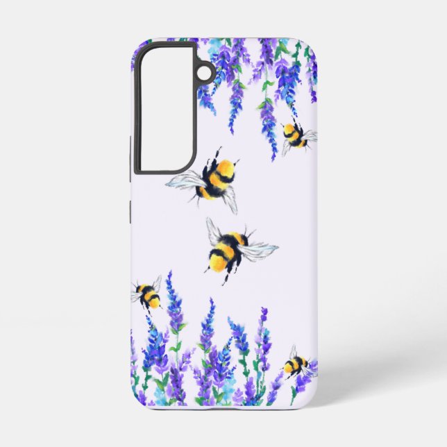 Spring Flowers and Bees Flying Samsung Galaxy S22 Case (Back)