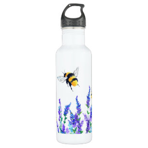 Spring Flowers and Bees Flying Water Bottle