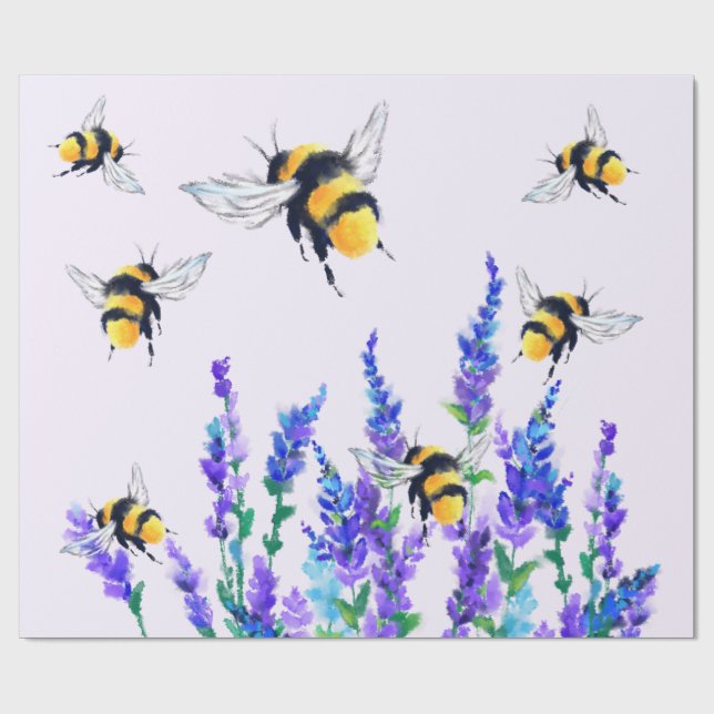 Spring Flowers and Bees Gift Wrapping Paper (Flat)