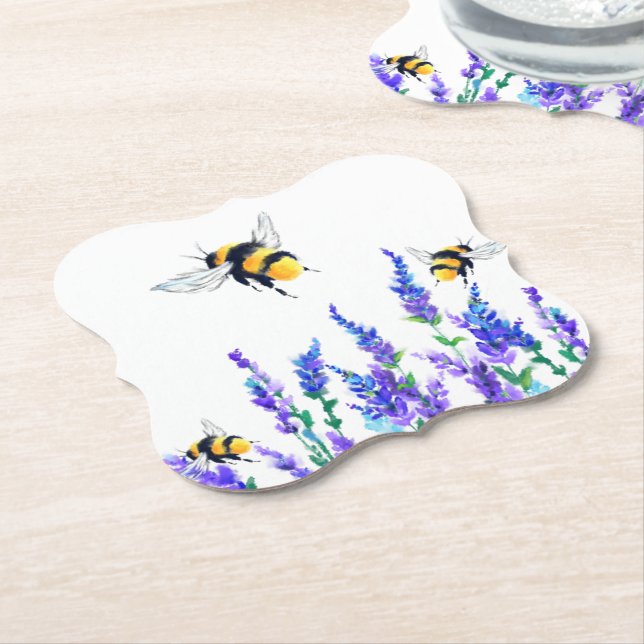 Spring Flowers and Bees Paper Coaster (Angled)