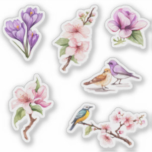 Spring Flowers and Birds