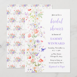 Spring Flowers and Birds Bridal Shower Invitation