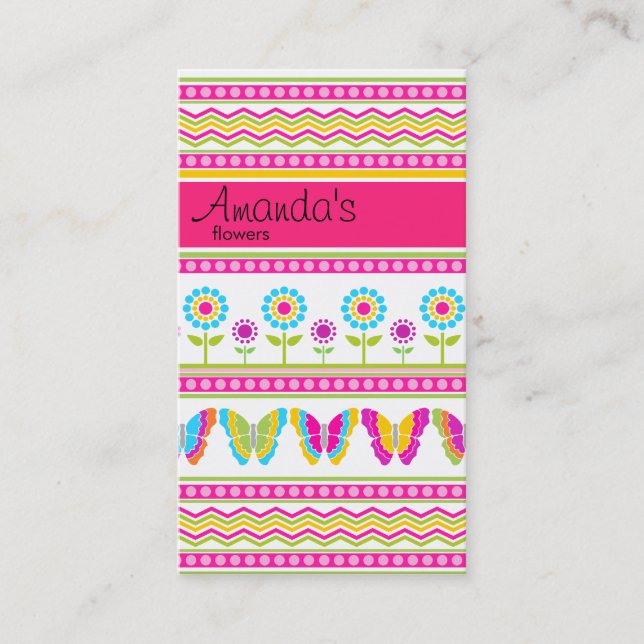Spring flowers and butterflies Business Card (Front)