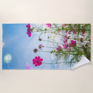 spring flowers and butterfly beach towel