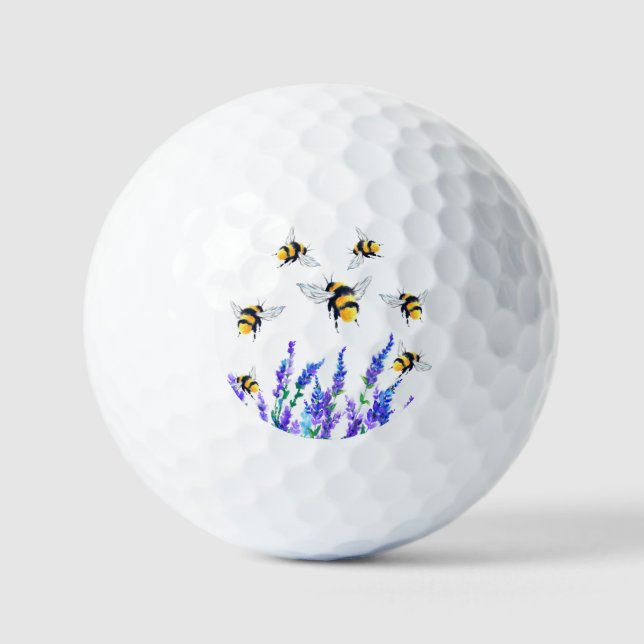 Spring Flowers and Flying Bees Golf Balls (Front)