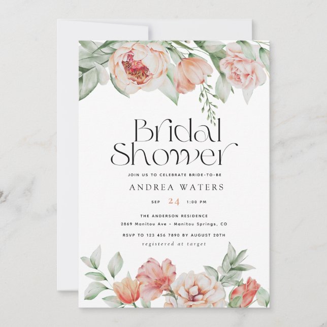 Spring  Flowers and Greenery | Bridal Shower Invitation (Front)