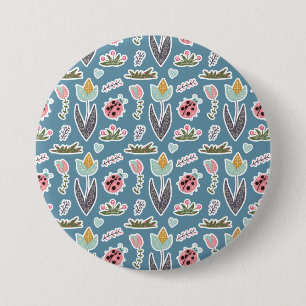 Spring Flowers and Ladybug Pattern 7.5 Cm Round Badge