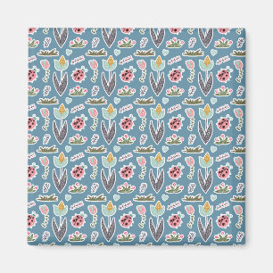 Spring Flowers and Ladybug Pattern Magnet