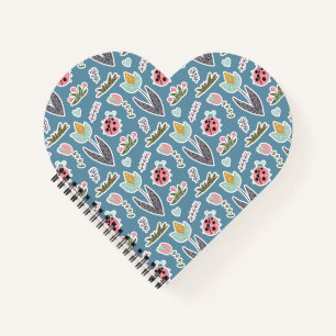 Spring Flowers and Ladybug Pattern Notebook