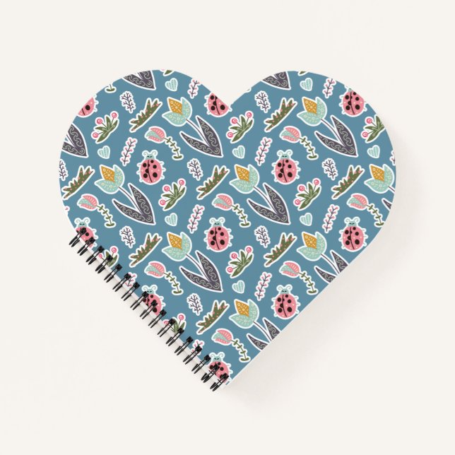 Spring Flowers and Ladybug Pattern Notebook (Front)