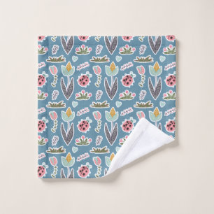 Spring Flowers and Ladybug Pattern Wash Cloth