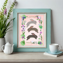 Spring Flowers and Leaping Rabbits |