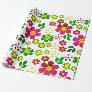 Spring Flowers And Leaves Pattern Wrapping Paper