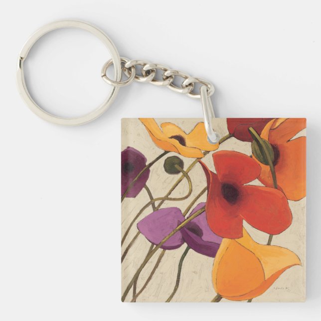 Spring Flowers and Stems Key Ring (Front)