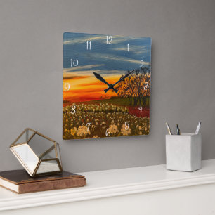 Spring Flowers at Sunset, by Gary Poling  Square Wall Clock