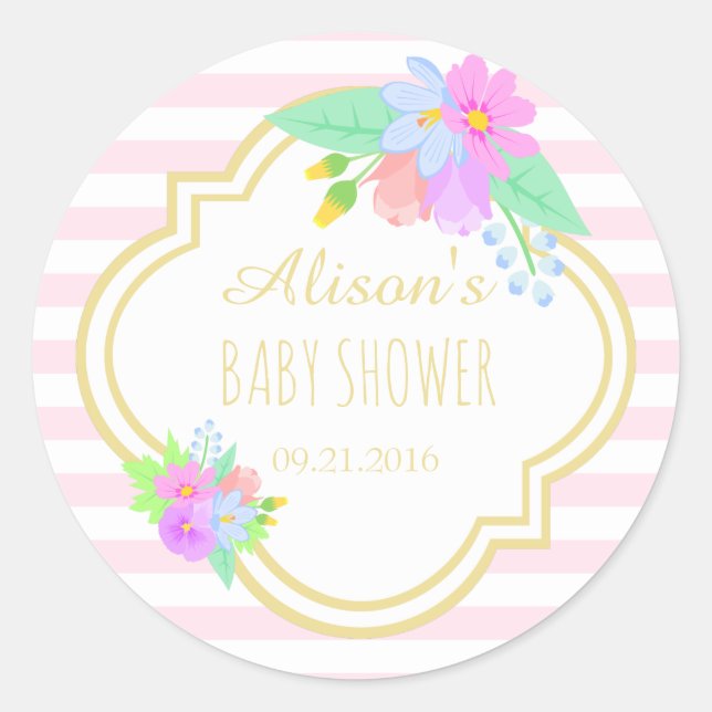Spring Flowers Baby Shower Sticker 1½ inch (Front)