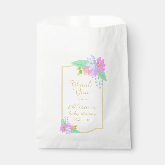 Spring Flowers Baby Shower Thank You Favour Bag (Front)