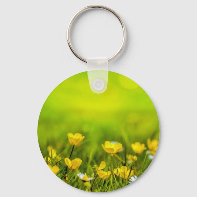Spring Flowers Background Key Ring (Front)