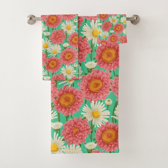 Spring Flowers Bathroom Towel Set (Insitu)