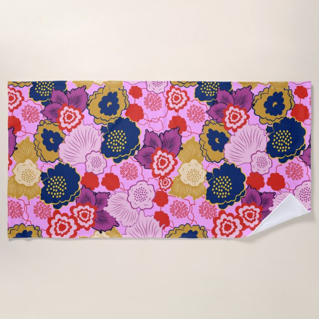 Spring Flowers Beach Towel (Front)