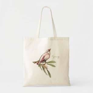 Spring flowers birds. Snowdrops. Tote Bag