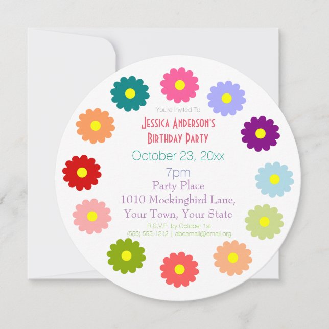 Spring Flowers Birthday Invitation (Front)