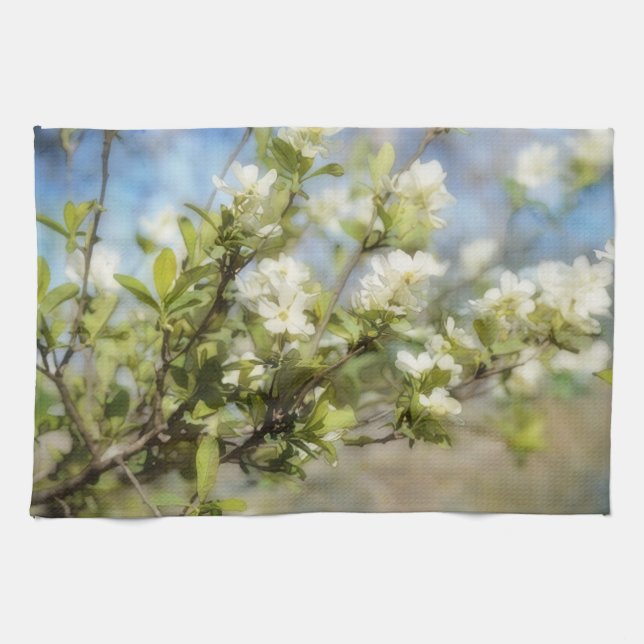 Spring Flowers Blossoms Artsy Kitchen Towel (Horizontal)