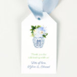 Spring Flowers Blue White Greek Key Baby Shower Gift Tags<br><div class="desc">Blue and white ginger jar vase filled with blue white and green flowers with a "Greek Key" pattern backer. On the reverse, you can change the contrast colour (shown here as a dark blue) to any colour you like by entering the design tool (underneath the text customisation area, click to...</div>