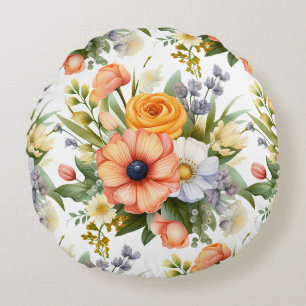 Spring Flowers Bouquet Clipart-92390 Round Cushion