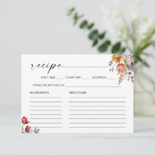 Spring Flowers Bridal Shower Recipe Card