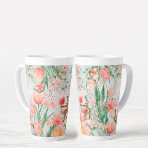 Spring Flowers Butterflies Latte Mug