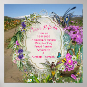 Spring Flowers & Butterfly Fairies Poster