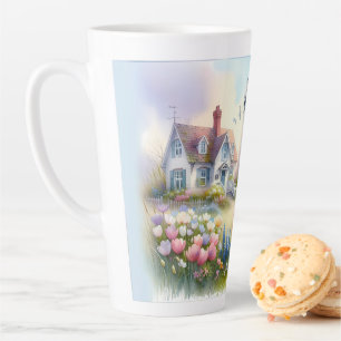 Spring Flowers by Lighthouse Coastal Cottage Latte Mug