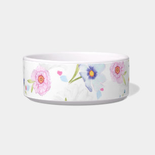 spring flowers cat food bowl 