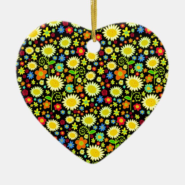 Spring Flowers Ceramic Tree Decoration (Front)