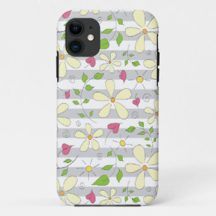 Spring flowers chamomile daisy floral doodles iPhone 11 case