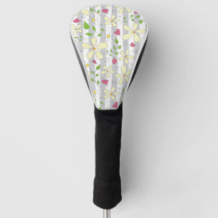 Spring flowers chamomile daisy floral doodles golf head cover
