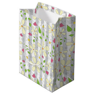 Spring flowers chamomile daisy floral happy medium gift bag