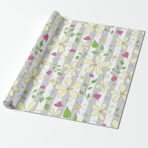 Spring flowers chamomile daisy floral happy wrapping paper